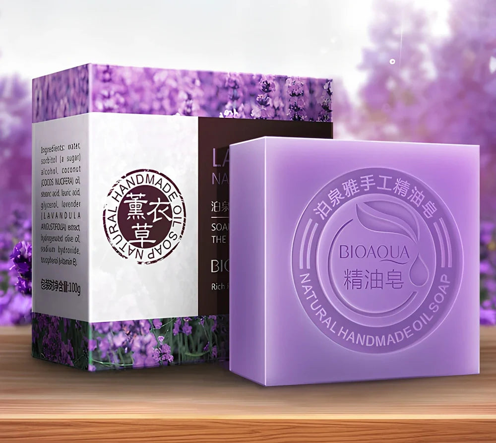 BIOAQUA 100g handmade essential oil soap bar with bamboo charcoal for acne cleansing and olive oil hydration