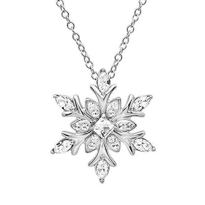 Elegant crystal snowflake pendant necklace with shimmering zircon stones for stylish Christmas celebrations