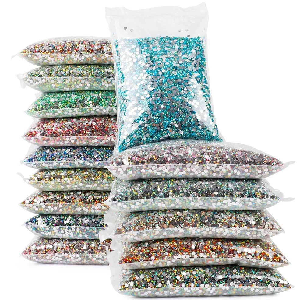 Resin flat magic colour nail rhinestones with eight-mesh pattern in assorted colours and sizes for nail art decoration