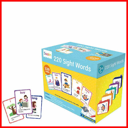 220 high frequency word card gift box set with interactive workbooks for early childhood education