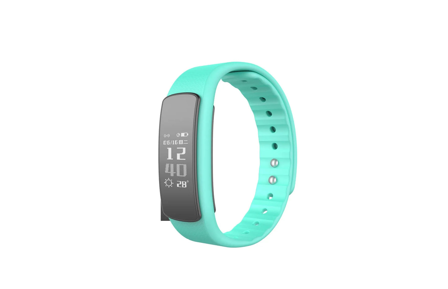 i6 smart sports bracelet with black TPU wristband and 0.96-inch touchscreen display.