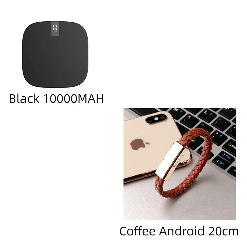 10000mAh mini power bank with digital display showing battery percentage