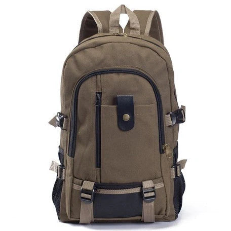 Stylish men's canvas backpack with zipper, perfect for students and professionals