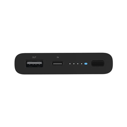 White or black 10000mAh power bank with USB Type-C input and wireless charging output