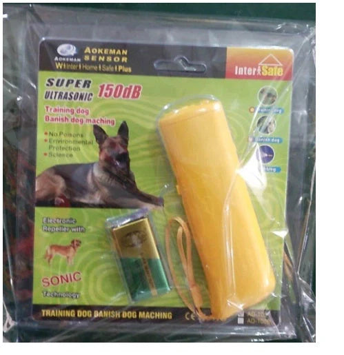 3-in-1 Anti Barking Dog Training Device with ultrasonic repeller and LED flashlight features