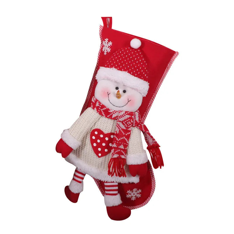Red and white candy sock Christmas stocking, cloth, 45cm by 26cm, for Christmas Eve hanging