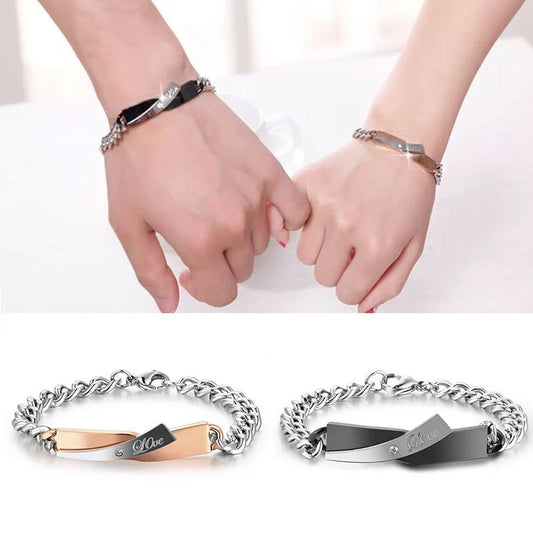 Stylish couple's cross-design stainless steel bracelets in various colours
