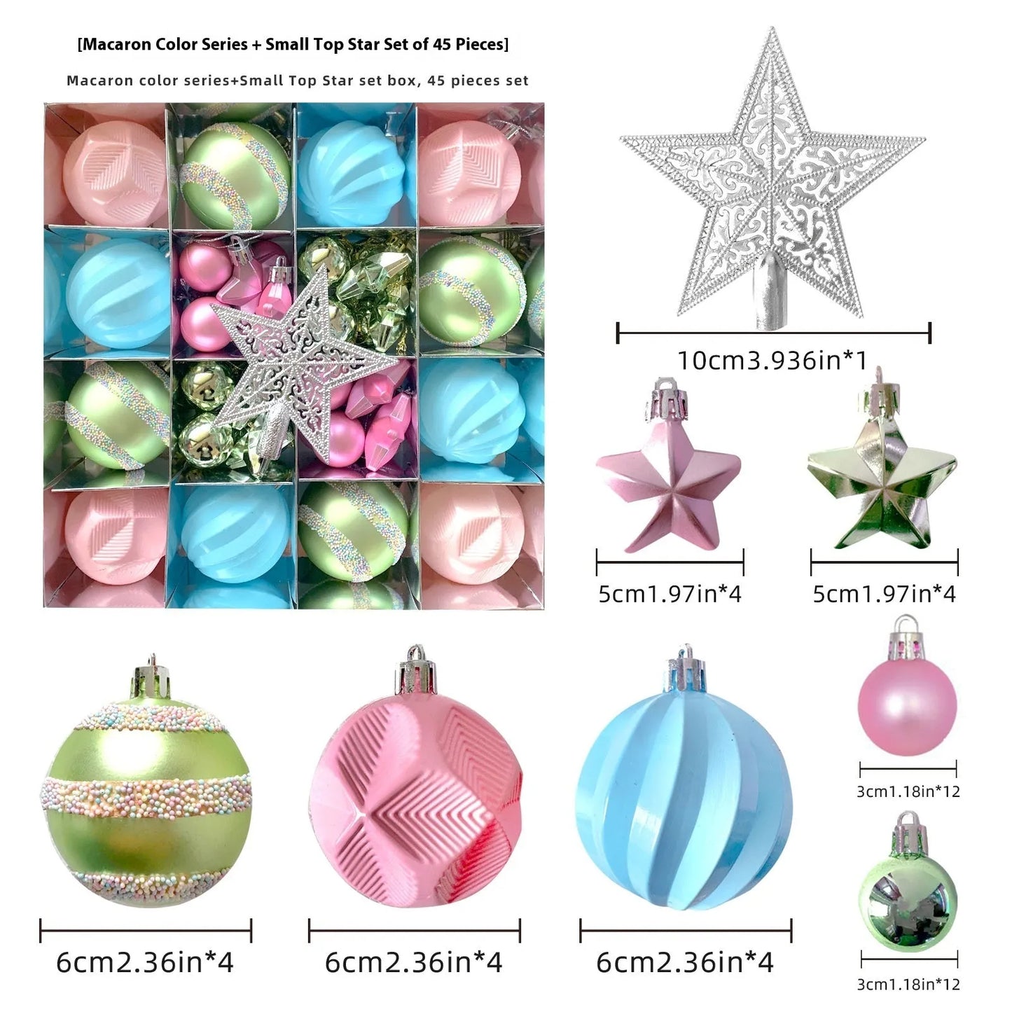 Christmas decoration pendant set with electroplated balls and painted gifts in cowhide presentation box