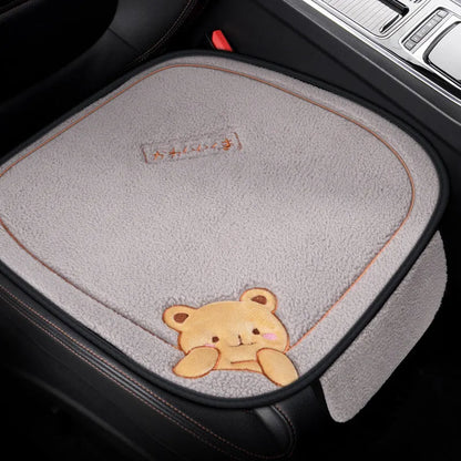 Car cushion winter plush three-piece set with square cushion and lumbar support pillow in wool cotton filler
