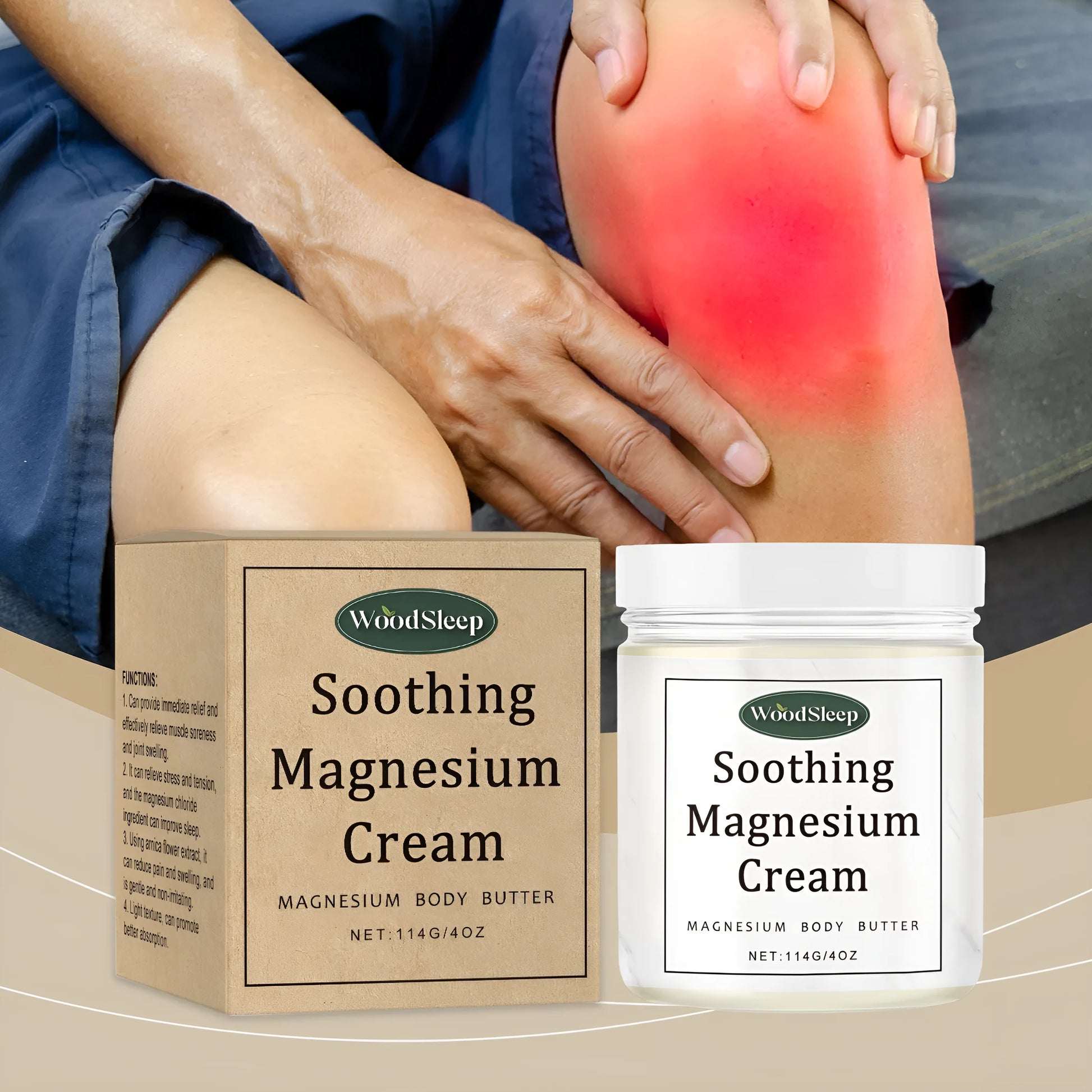 114g magnesium cream container for post-exercise body care with allantoin and glycerin formula