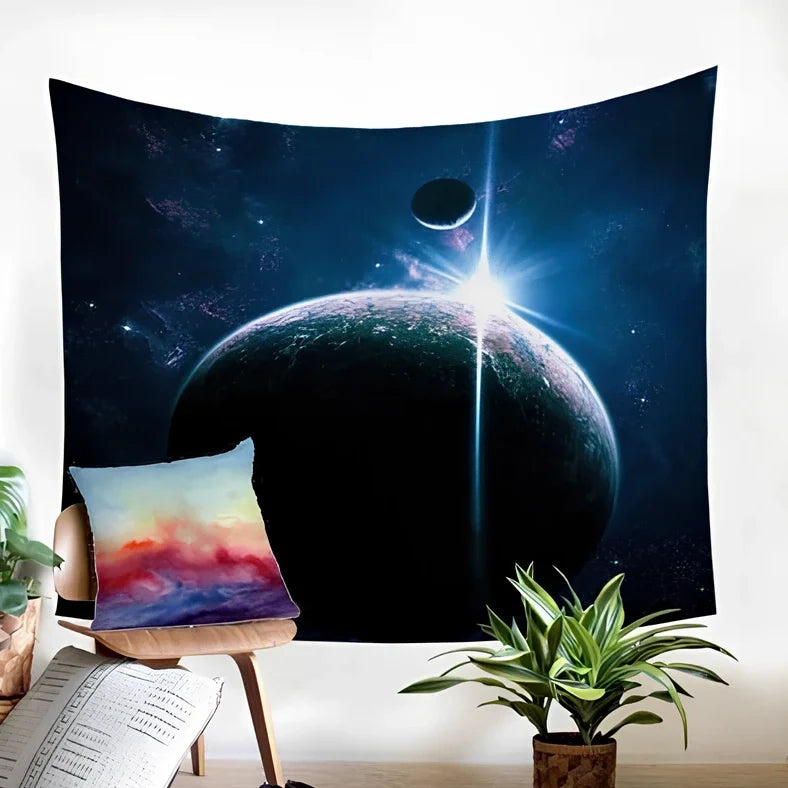 Plush polyester wall tapestry showing 150cm width with textured surface detail