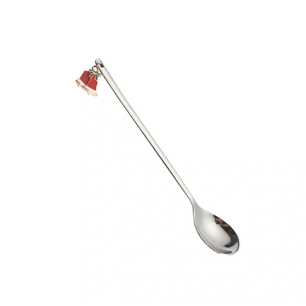 Christmas spoon set with silver and gold finishes, 135mm long stainless steel dessert utensils