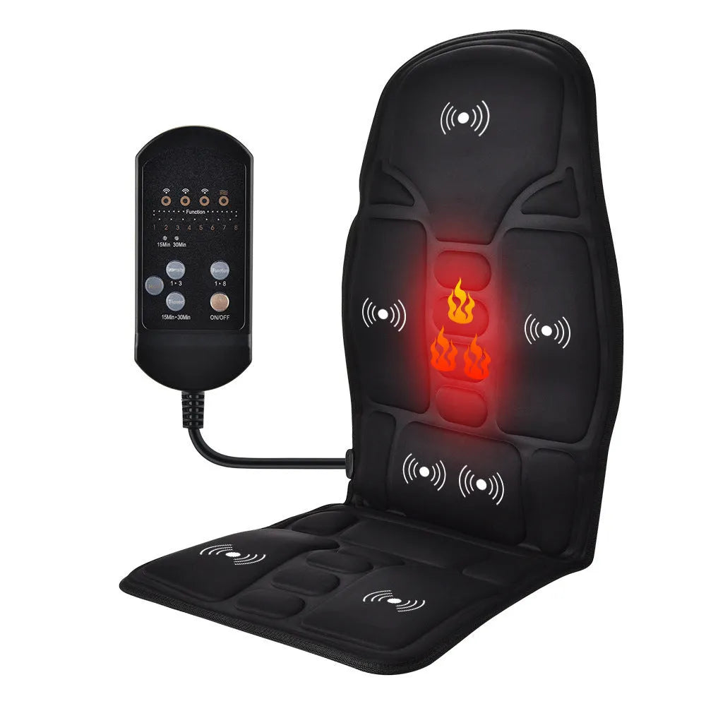 Black electric cervical vertebra massager with wireless remote control and Bluetooth connectivity