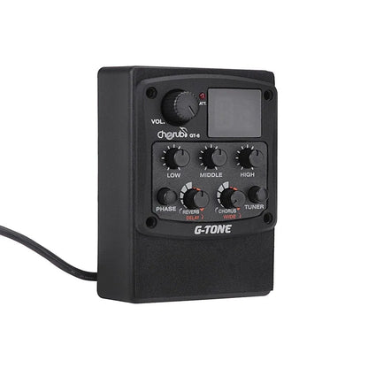 Cherub GT-6 black acoustic guitar EQ preamp pedal with piezo pickup and control knobs