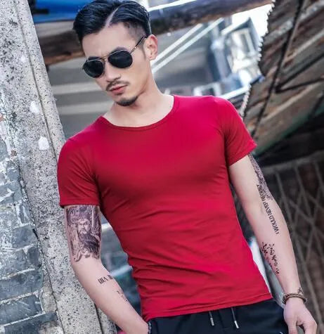 Men's summer T-shirt made from bamboo fibre fabric in 100% polyester with L, M, XL, XXL, XXXL sizes available in black, blue, grey, green, red and white colours for a casual wardrobe staple