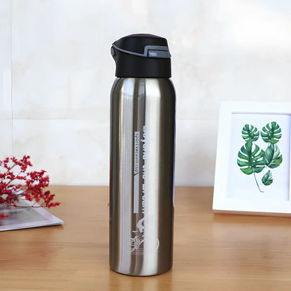 Stainless steel sport thermos water bottle with 500ml capacity and leakproof lid