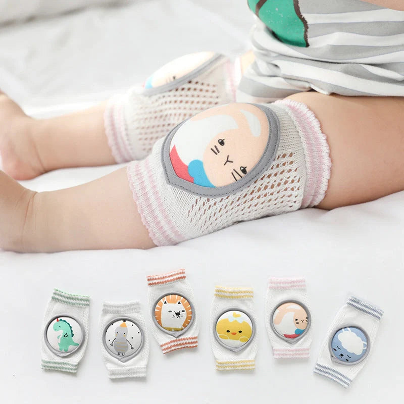 Breathable children's knee pads with cartoon animal designs for crawling protection