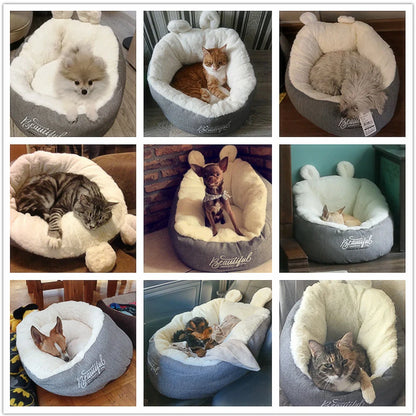 Cotton pet dog bed warming soft sleeping bag cushion in grey