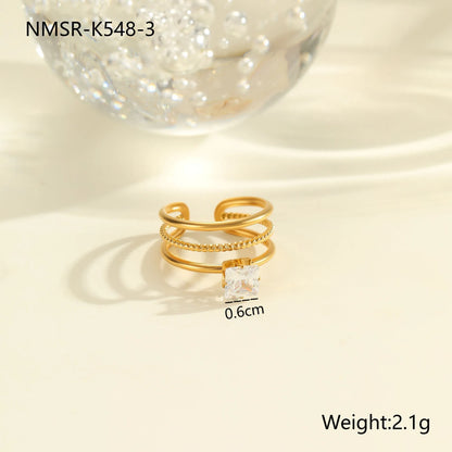 Gold electroplated stainless steel ring with heart shape design and open mouth fitting