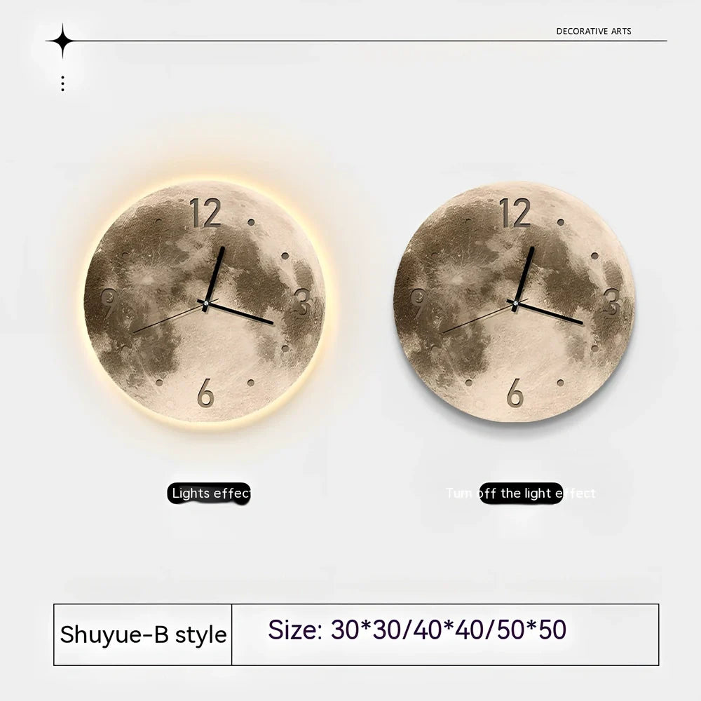 Wall clock in 40cm diameter with LED ambient light and 2m USB cable, plastic shell for living room display