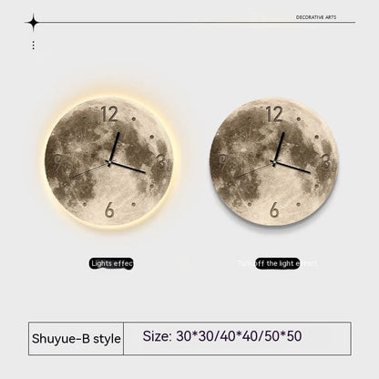 Modern wall clock with optional LED ambient light in 30cm, 40cm, or 50cm sizes.