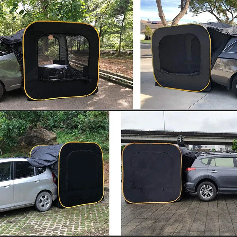 Outdoor pop-up camping car tail tent in black colour with quick assembly design