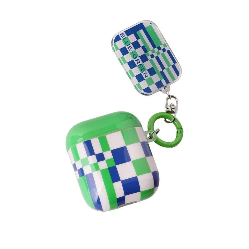 Green grid soft TPU earphone cover for Apple AirPods 1, 2 and AirPods Pro