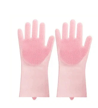 Silicone gloves with heat-resistant and non-slip design for versatile cleaning and cooking tasks