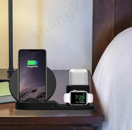 3-in-1 wireless charger for Apple devices including iPhone, AirPods, and Apple Watch