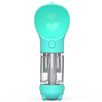 Multipurpose Pet Water Bottle with Feeding Bowl and Waste Bag Storage - Durable, Portable, and Convenient