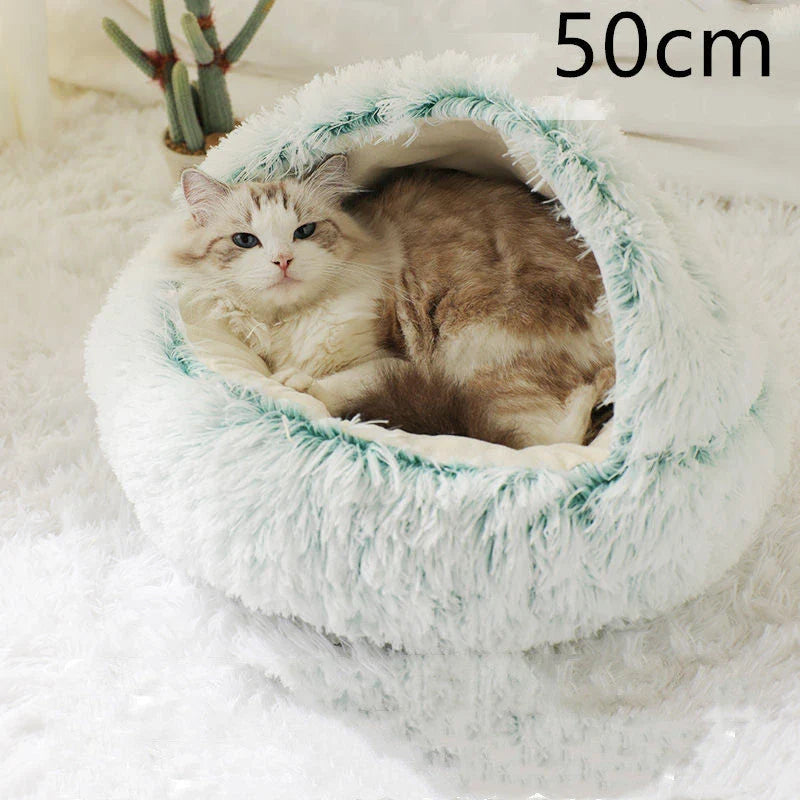 Cozy All-in-One Pet Bed in various colors and sizes, providing a plush and comfortable retreat for cats and dogs