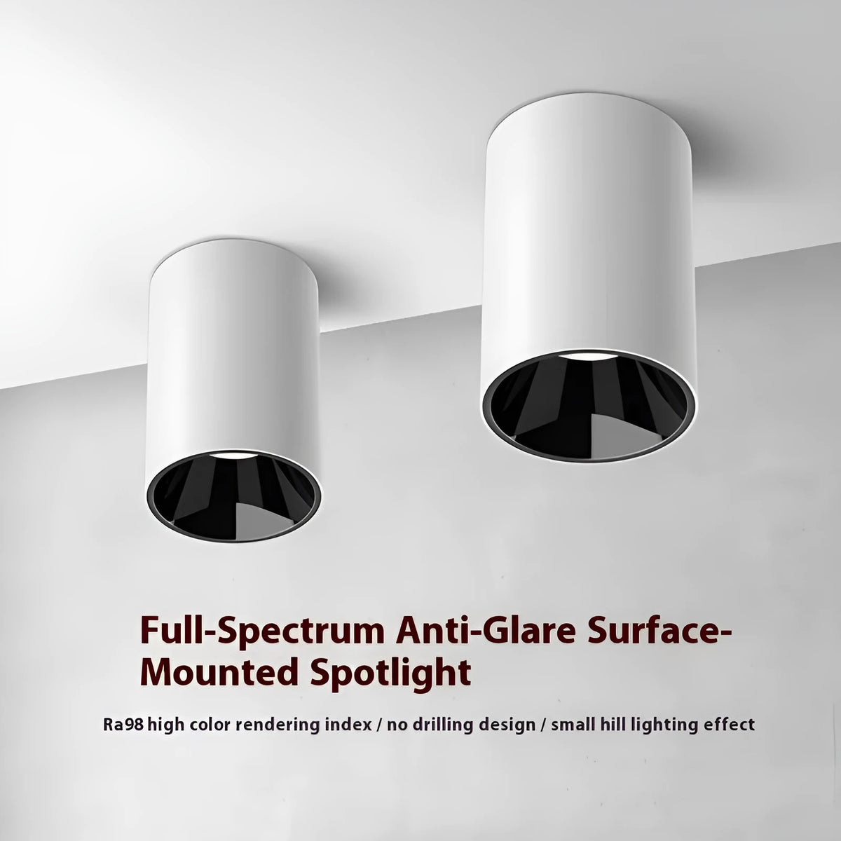 LED surface mounted spotlight in aluminium, 75 x 100mm to 115 x 160mm, 12W to 24W, White Black or All Black, anti-glare