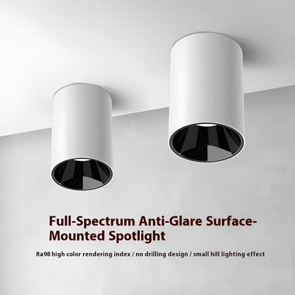 LED surface mounted spotlight in aluminium, 75 x 100mm to 115 x 160mm, 12W to 24W, White Black or All Black, anti-glare