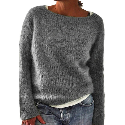 Classic fine wool knit sweater with stitching detail