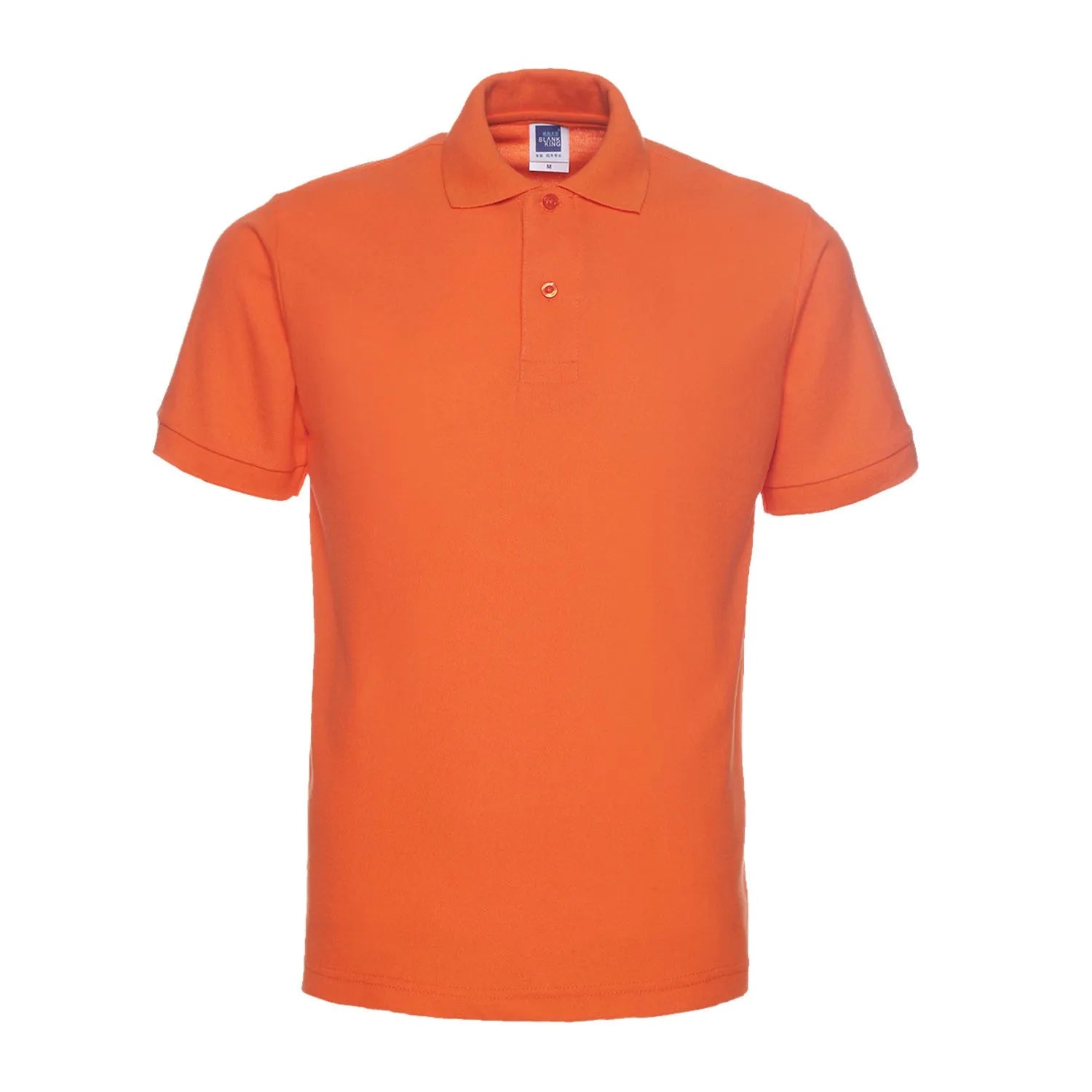 Solid colour plus size short sleeve polo shirt on a hanger, loose fit style.