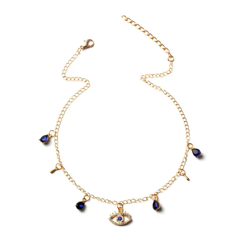 Gold plated alloy Devil's Crystal Necklace with pendant, adjustable 21cm to 50cm circumference, fashion women's jewellery