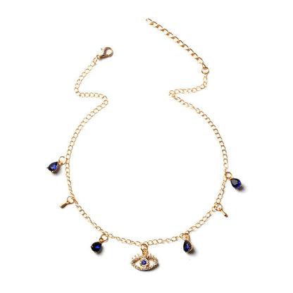Gold plated alloy Devil's Crystal Necklace with pendant, adjustable 21cm to 50cm circumference, fashion women's jewellery