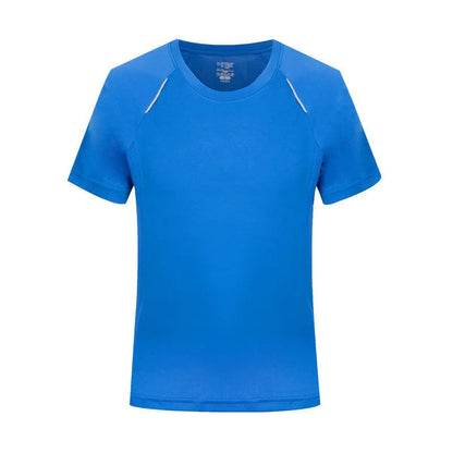 Men's slim fit quick-dry T-shirt in grey, showing round neck and short sleeve design.