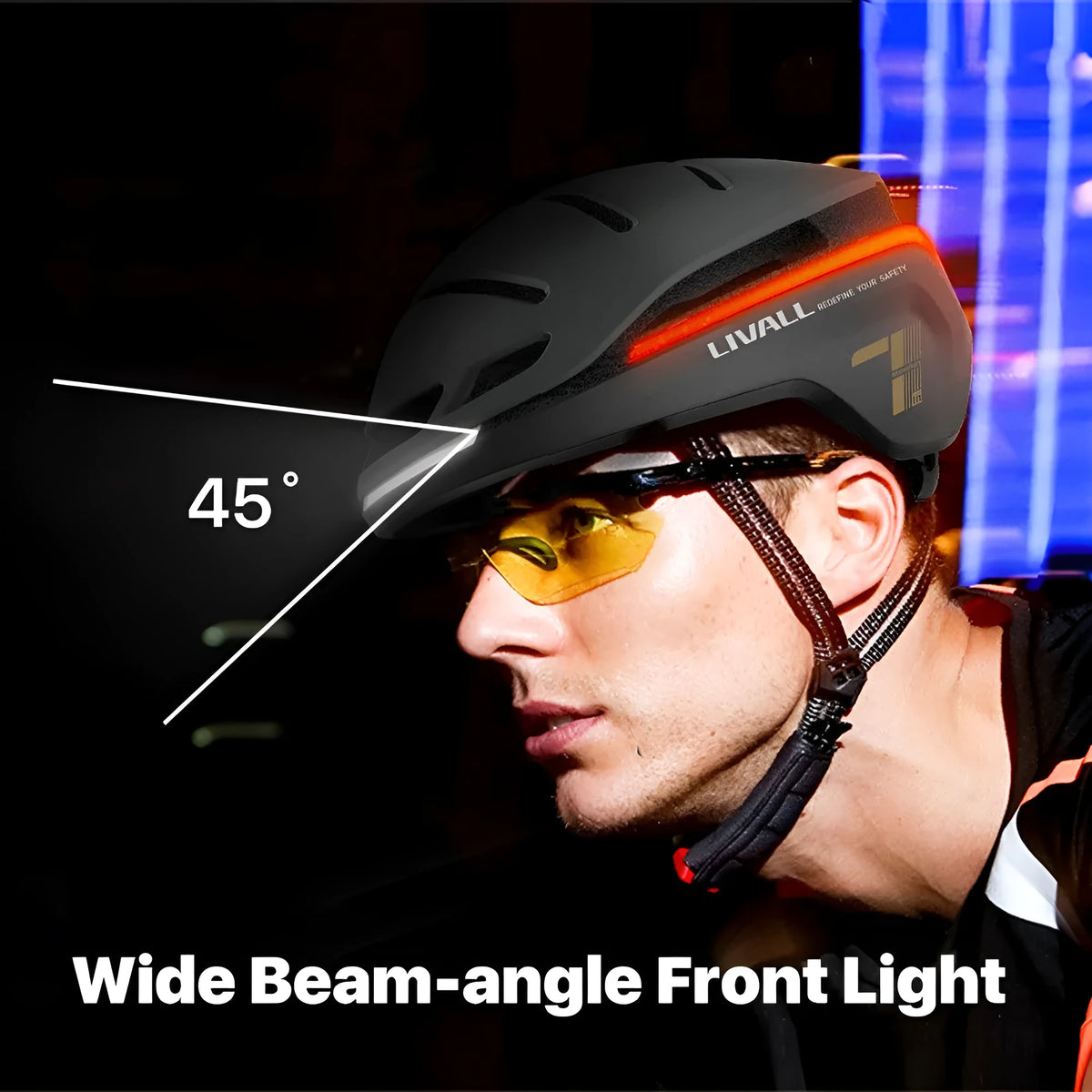 Smart bicycle helmet with integrated LED safety lights for night cycling in multiple colour options