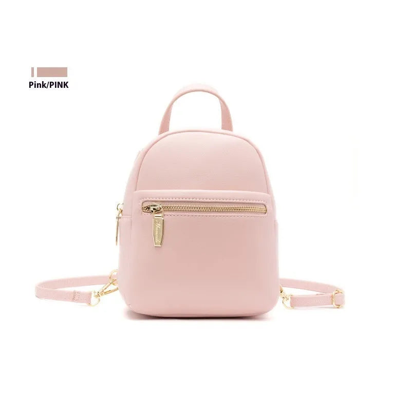 Soft PU mini backpack with three-dimensional pocket showing internal mobile phone bag organisation