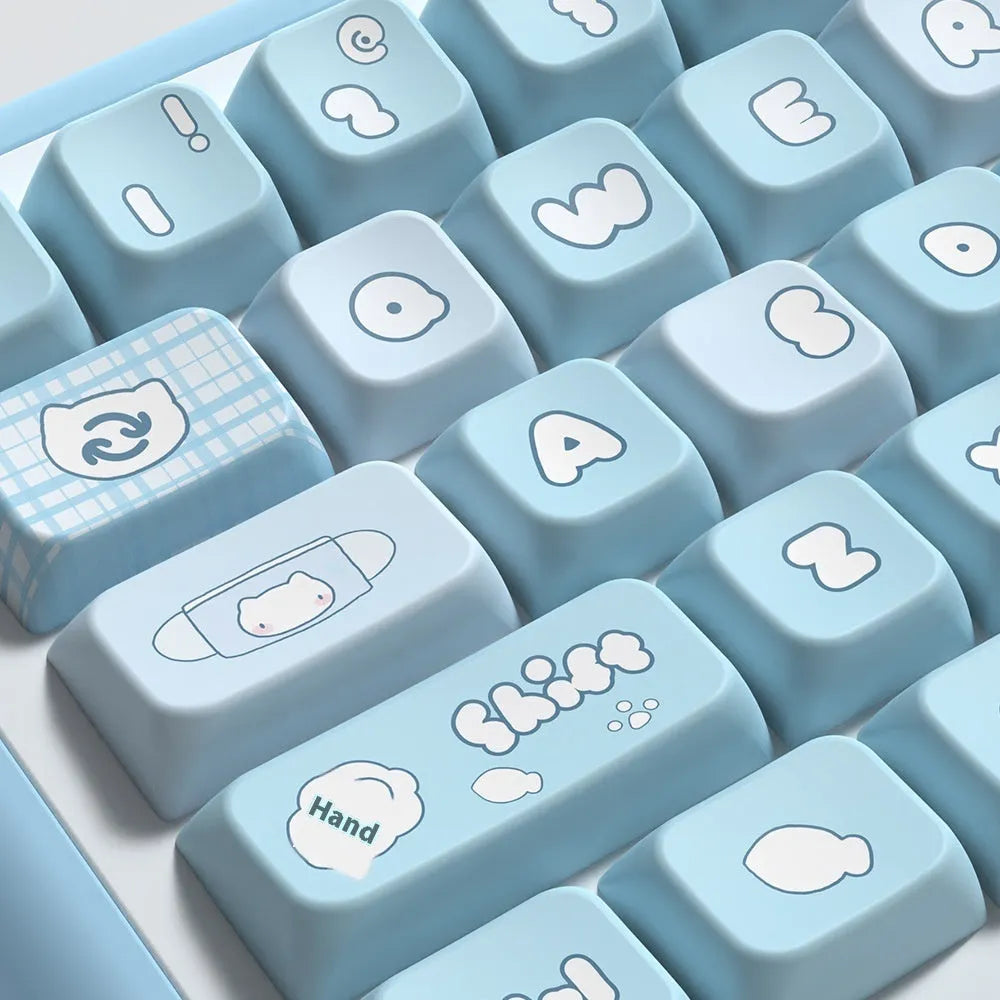 Watercolour kitten design custom keycap set for mechanical keyboards with sublimation print on PTB plastic