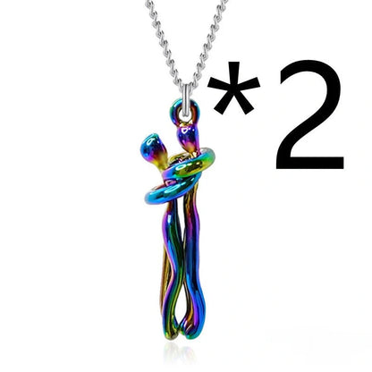 Affectionate Hug Necklace for couples with snake bone chain design