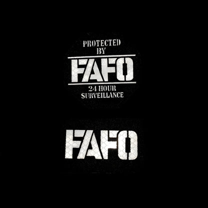 FAFO reflective nylon badge for night safety, shown in black cloth with white characters and other colour options