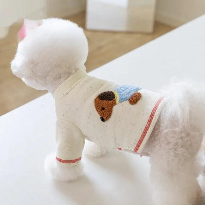 White brushed teddy pet hoodie for dogs and cats, sizes 2XS to 3XL, casual autumn winter homewear