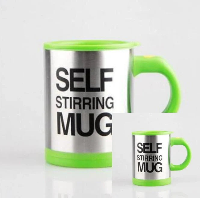 Self-stirring magnetic mug in stainless steel with food-grade PP plastic lid