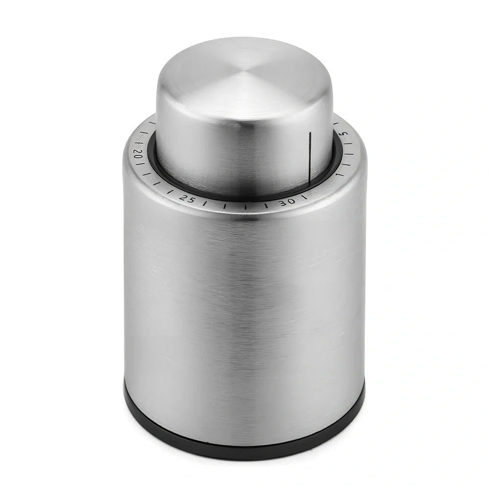 Stainless steel vacuum wine stopper with manual pump for preserving opened wine bottles