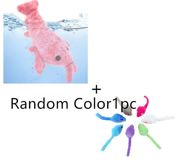 Energetic Leaping Lobster USB-powered pet toy with 3-mode swinging tail motion