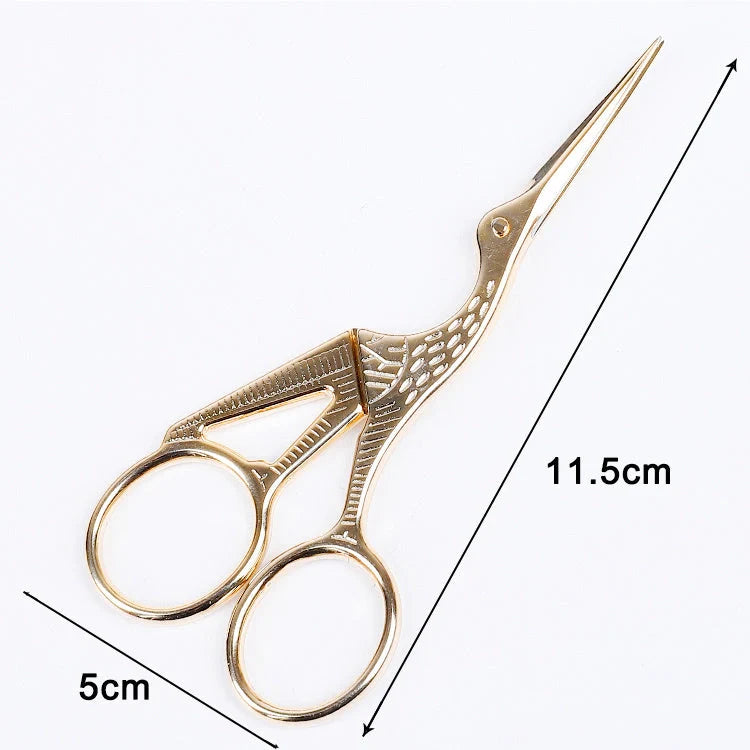 Elegant crane-shaped embroidery scissors crafted from premium stainless steel for precise, effortless cutting