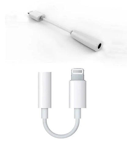 White Lightning to 3.5mm audio adapter cable for iPhone headphones.