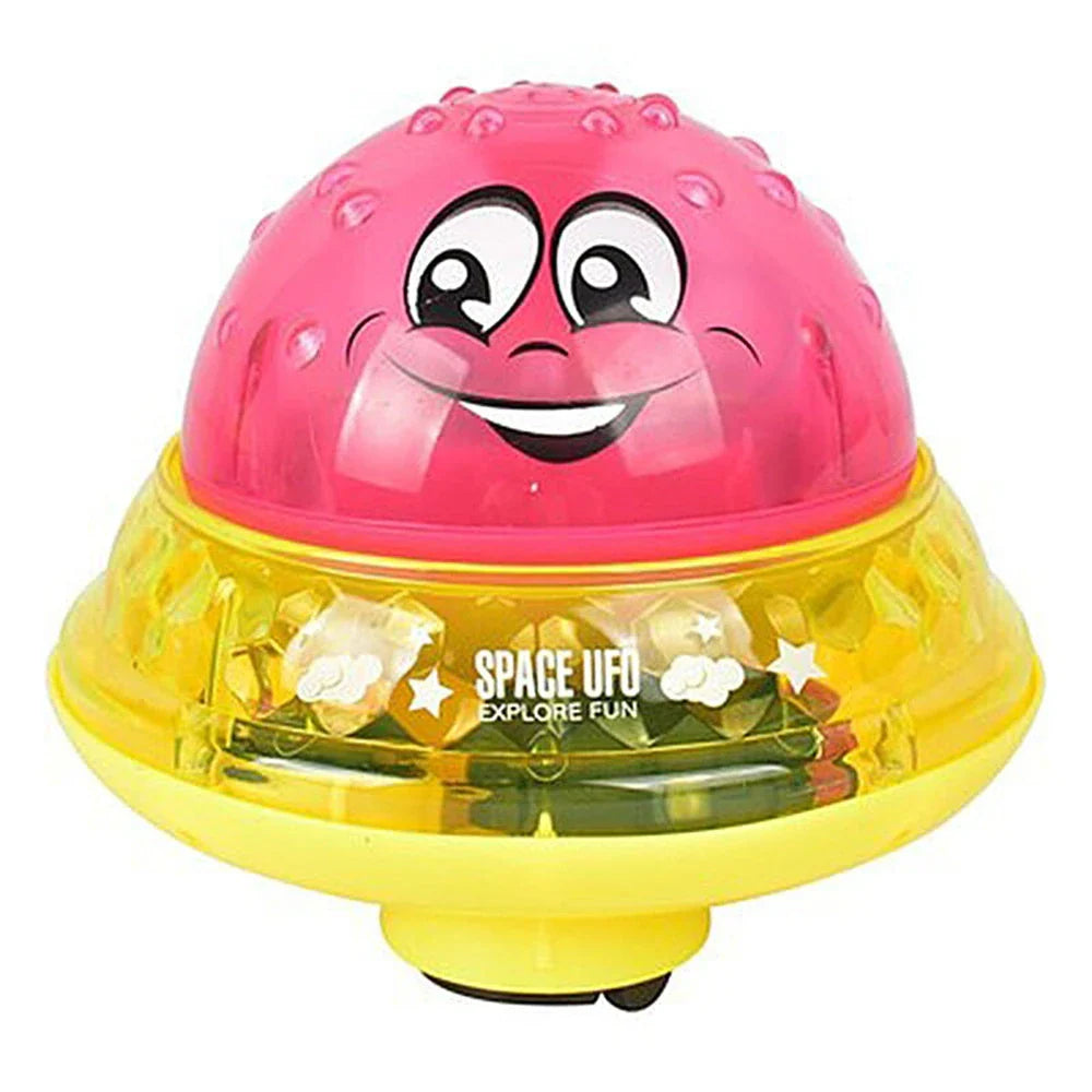 Colorful spray water fountain toy with rotating water display, perfect for toddlers' bath time fun